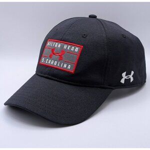 Under Armour Hilton Head South Carolina Golf Hat Cap Black Adjustable Strap Back